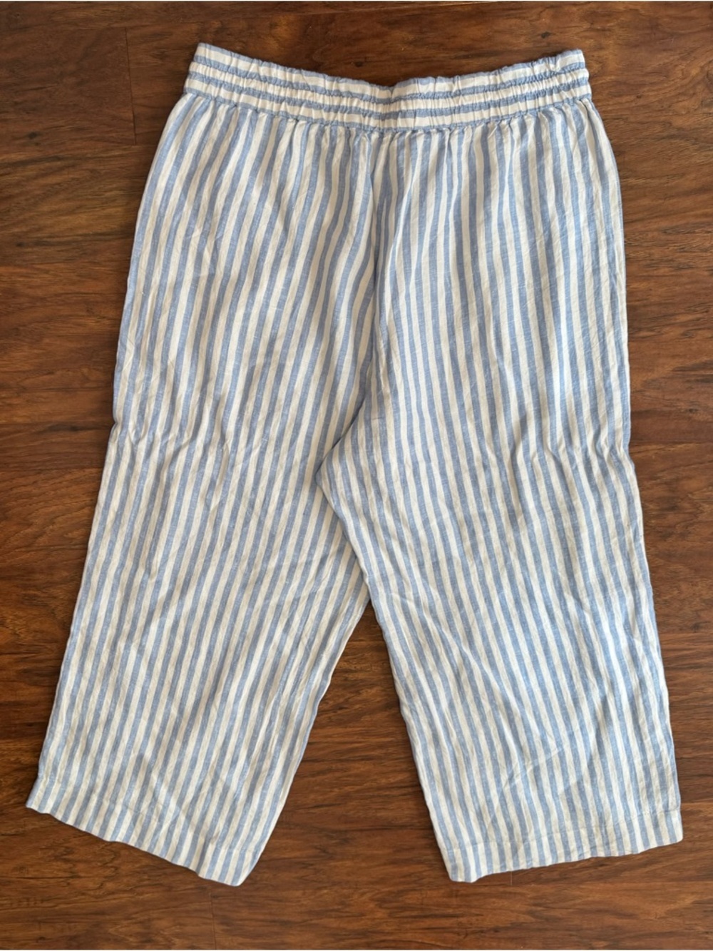 J Crew Wide Leg Cropped Linen Pant Pull On Striped Coastal Relaxed NWT XL T - Picture 2 of 11